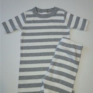 Hanna Andersson Gray and White Striped Kids Pajama Shorts
